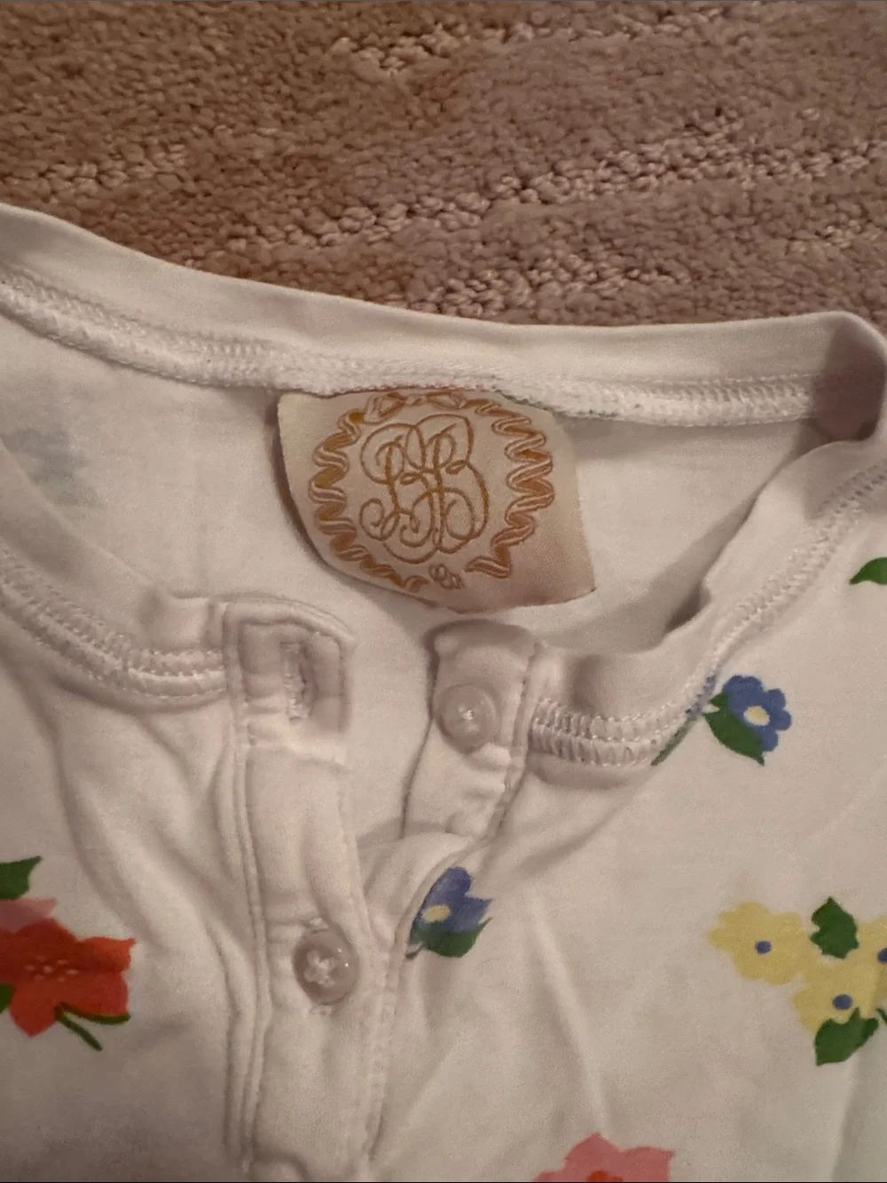 Kids Floral White Long Sleeve Pajama Set - Pink, Blue & Yellow Flowers